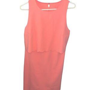 LOFT Coral Sleeveless Dress- Scalloped Detail